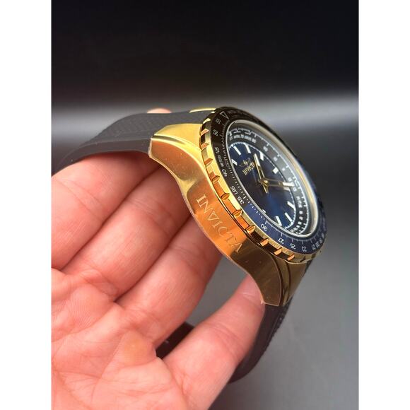 Invicta Aviator 49650 Mens Gold Tone Stainless Steel Blue Dial Watch NIBWT - Picture 12 of 17